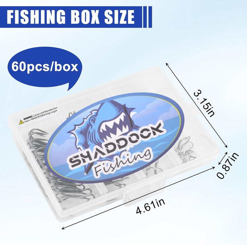 Shaddock Fishing Fishing Treble Hooks Kit High Carbon Steel Treble Fishing Hooks Ring Set Strong Sharp Round Bend for Trout Bass Catfish Lures Baits Freshwater Saltwater - Image 5